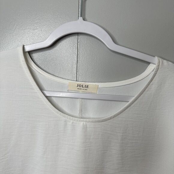 Jolie Made In Usa Sz S Relaxed Oversized White Hi Low Blouse Sleeve Shirt - Picture 3 of 10